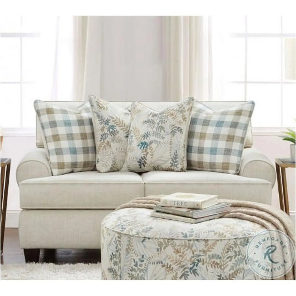 Ivory Chenille Sofa and Loveseat M94447