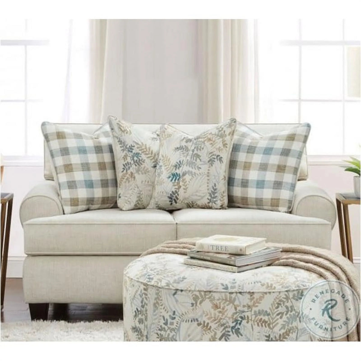 Ivory Chenille Sofa and Loveseat M94447