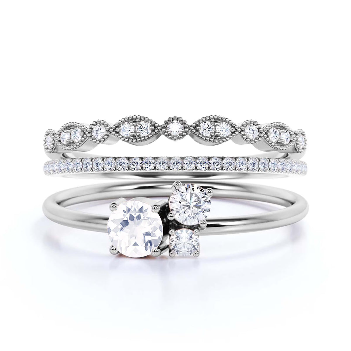 1.55 Carat Round Cut Diamond Moissanite Engagement Ring in 925 Sterling Silver With 18k White Gold Plating N462394