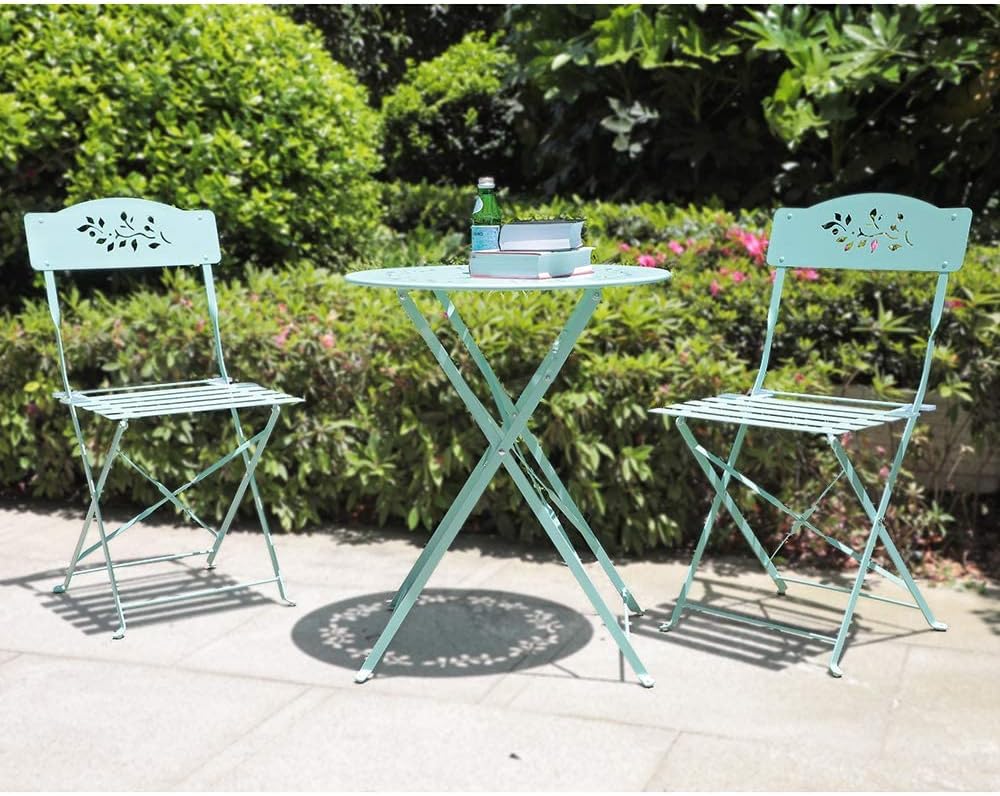 Grey 3 Piece Patio Bistro Set with Folding Chairs N5246