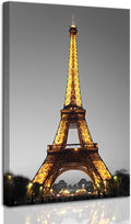 Paris Cityscape Canvas Wall Art Eiffel Tower at Night Giclee Print Gallery Wrap Framed 24x36 J5112