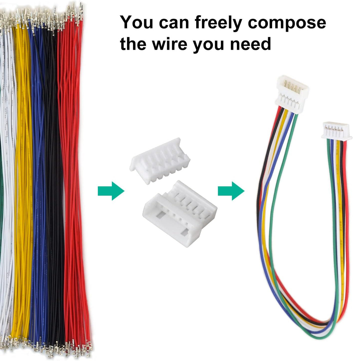 MX 1.25 Male Female Connector Kit with Pre-Crimped Cables, 240pcs Connectors and 200pcs 28AWG Cable S860