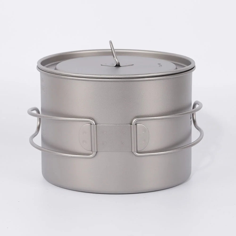 900ml Titanium Cup Pot with Lid and Foldable Handle C236