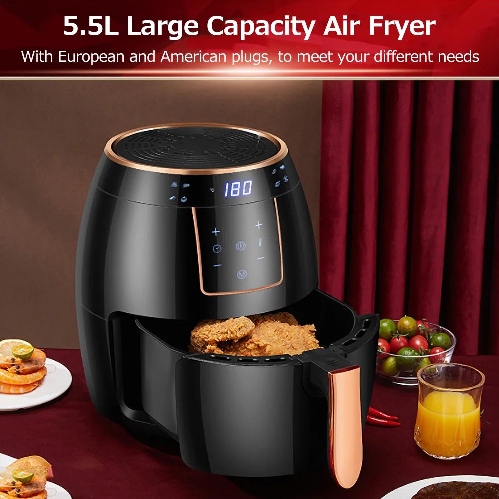 5.5L 1300W Touch Screen Electric Air Fryer with Bakeware B9051
