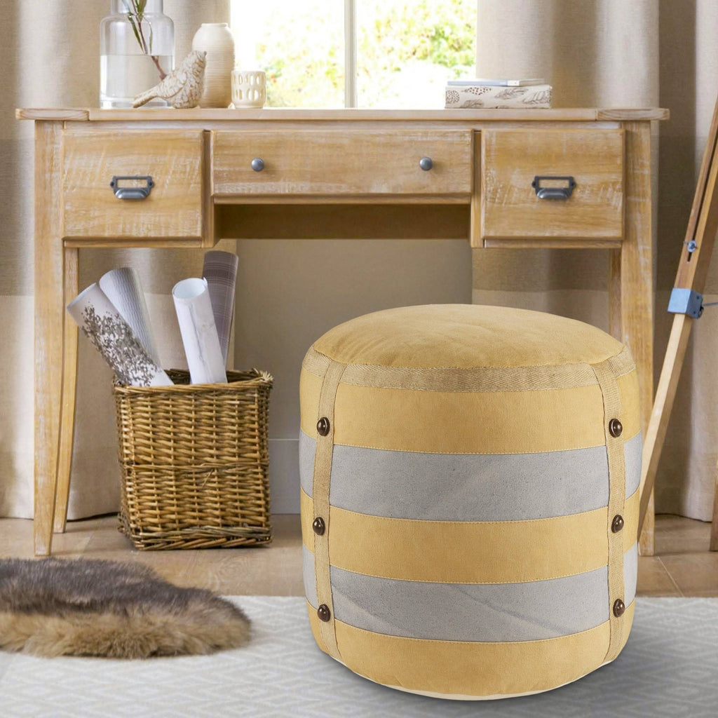 Beige Striped Pouf T283391