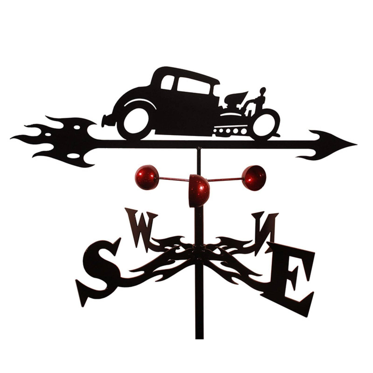 Black Steel Hot Rod Car Weathervane U796890