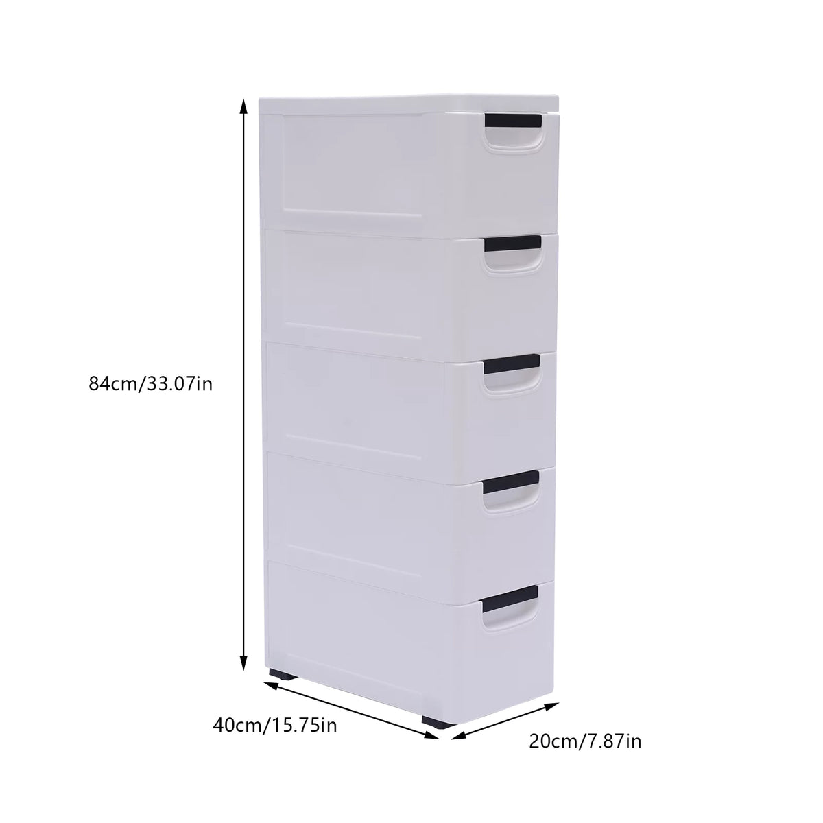 White 5 Drawer Plastic Dresser Storage Cabinet D576878