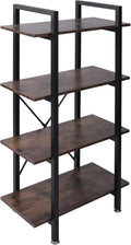 Industrial Bookshelf, 4 Tier Open Shelf Bookcase, Rustic Brown F85779