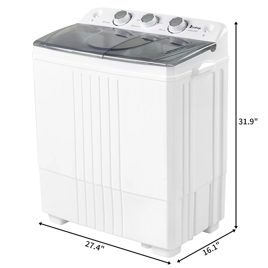 20LBS Portable Compact Twin Tub Washing Machine Washer Dryer, Gray Y372