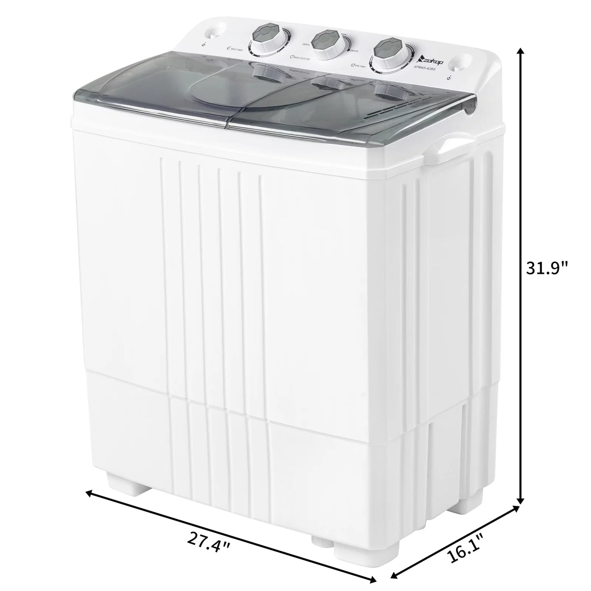 20LBS Portable Compact Twin Tub Washing Machine Washer Dryer, Gray Y372
