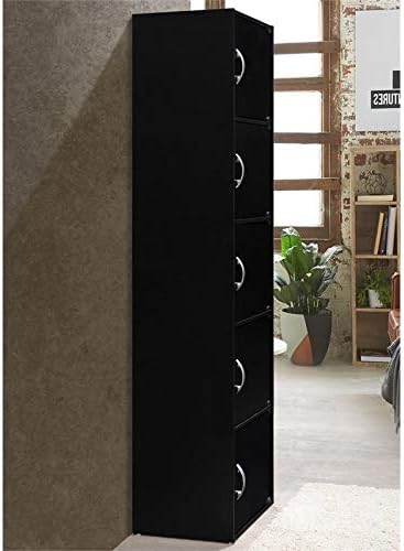 5 Shelf 5 Door Black Bookcase J597551