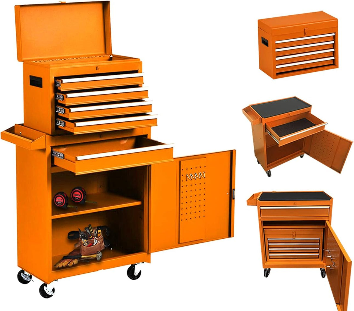 Black 5-Drawer Rolling Tool Chest with Sliding Drawers and 4 Wheels T878