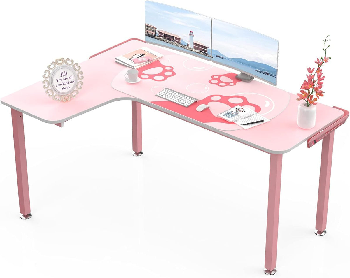 61 Inch Pink L Shaped Gaming Desk X772