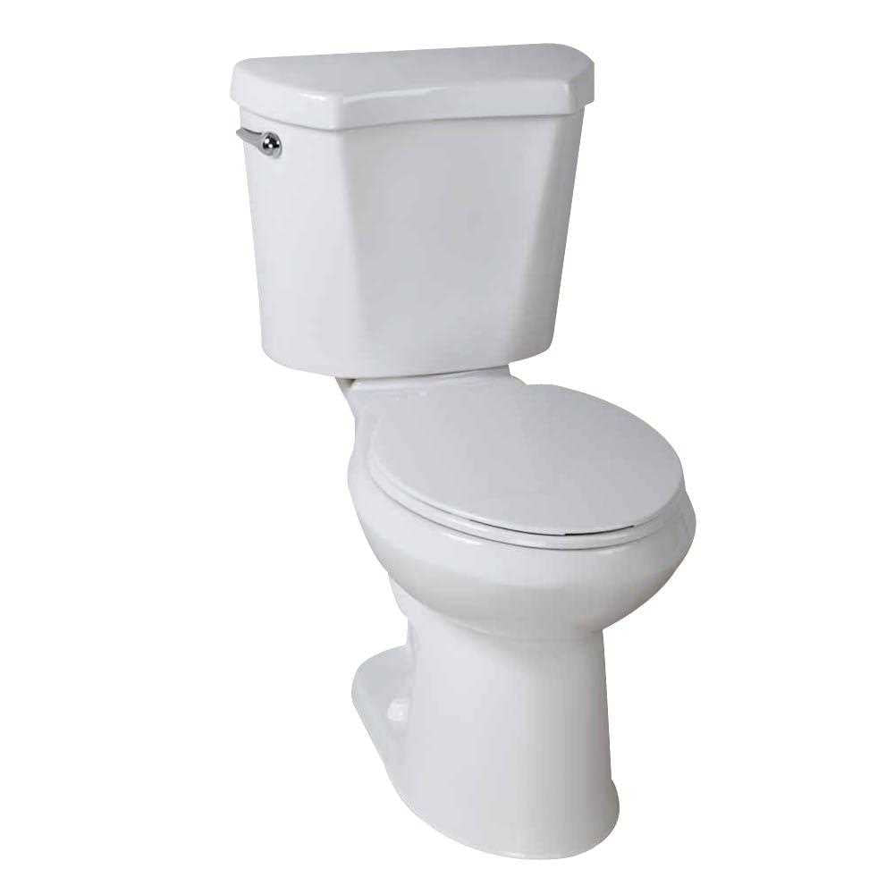 10 in. Rough-in 2-Piece 1.28 GPF Single Flush Round Front Toilet in White W167848