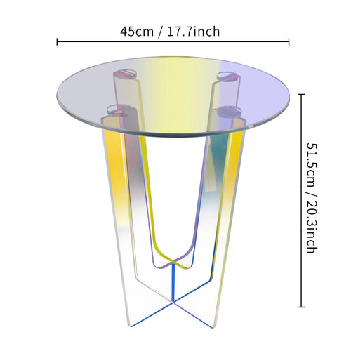 18 inch Acrylic Iridescent Side Table U12619