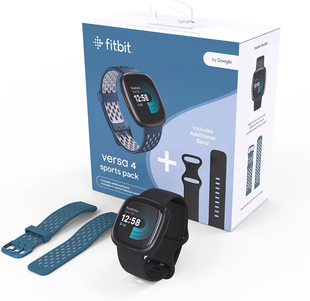 Waterfall Blue/Platinum Fitness Smartwatch with GPS, Heart Rate, One Size U65876