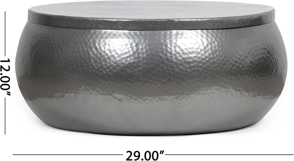 29" Solid Aluminum Round Drum Coffee Table H858293