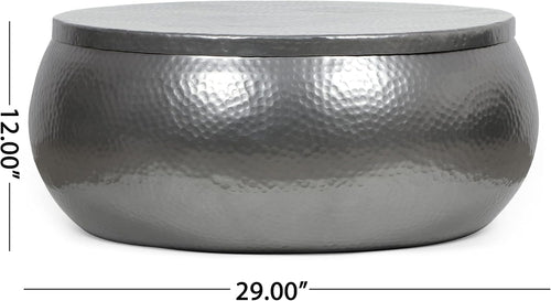 29" Solid Aluminum Round Drum Coffee Table H858293