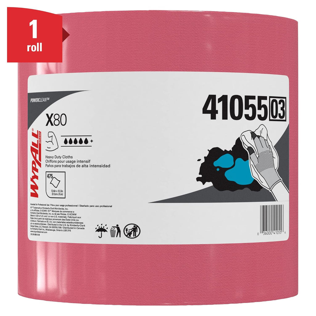 Heavy Duty Cloths Jumbo Roll, Red, 475 Sheets L809917