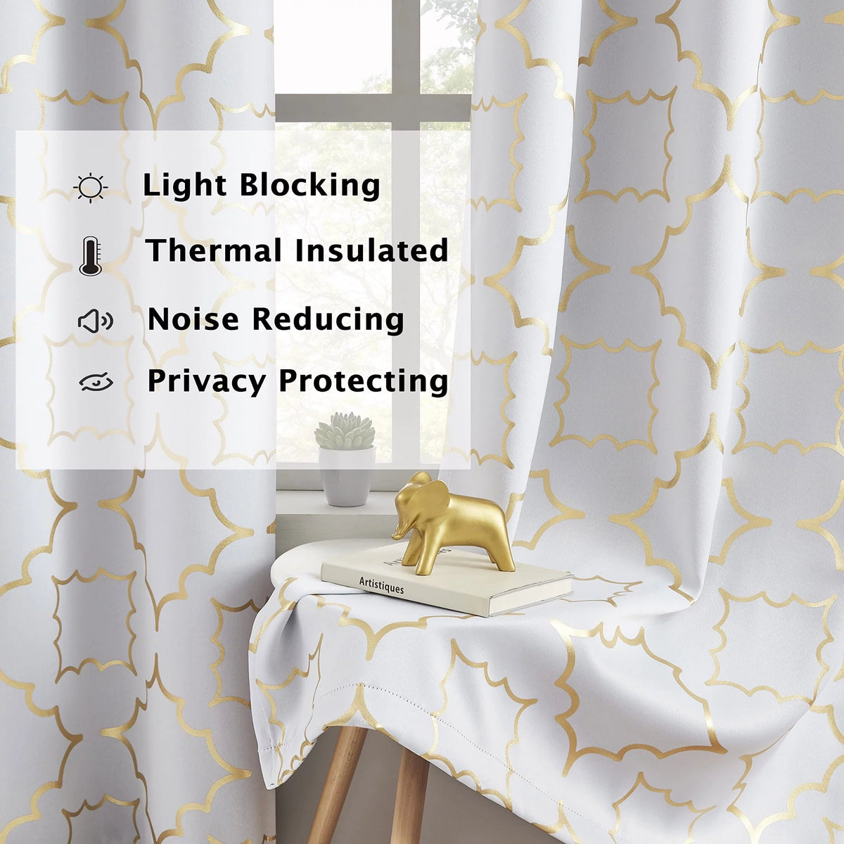 White Blackout Window Curtain 2 Panels 52"Wx84"L G702