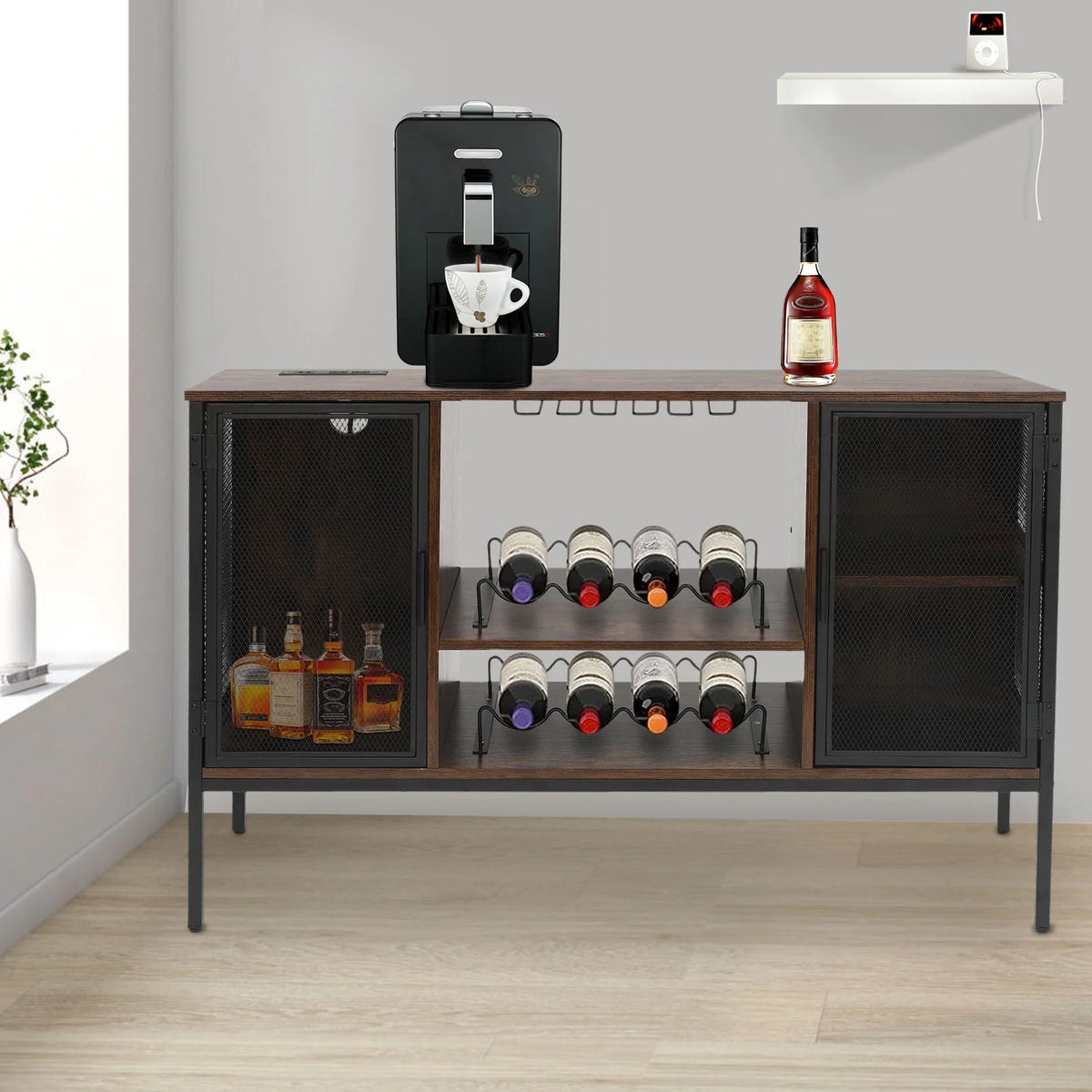 Wine Bar Cabinet with Power Outlets L7541