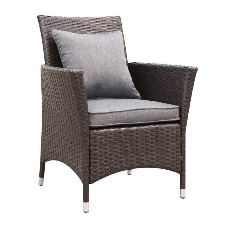 Gray Rattan Patio Wicker Arm Chair (Set of 2) T297553