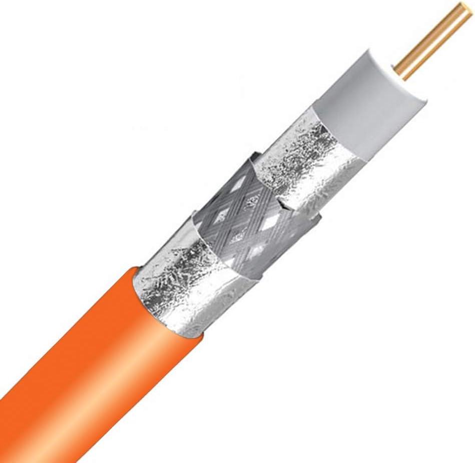 RG11 Coaxial Cable, 14AWG Core, Gel Coat Braid, Flooded Coax (1000ft, Orange) L48091