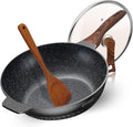 Nonstick Frying Pan with Lid and Wok Spatula, 12.5 Inch Cast Aluminum Skillet S80640