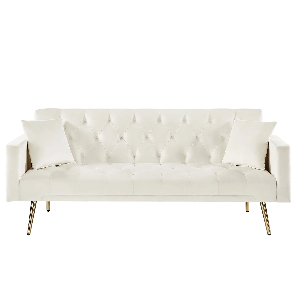 Cream White Convertible Folding Futon Sofa Bed I64712