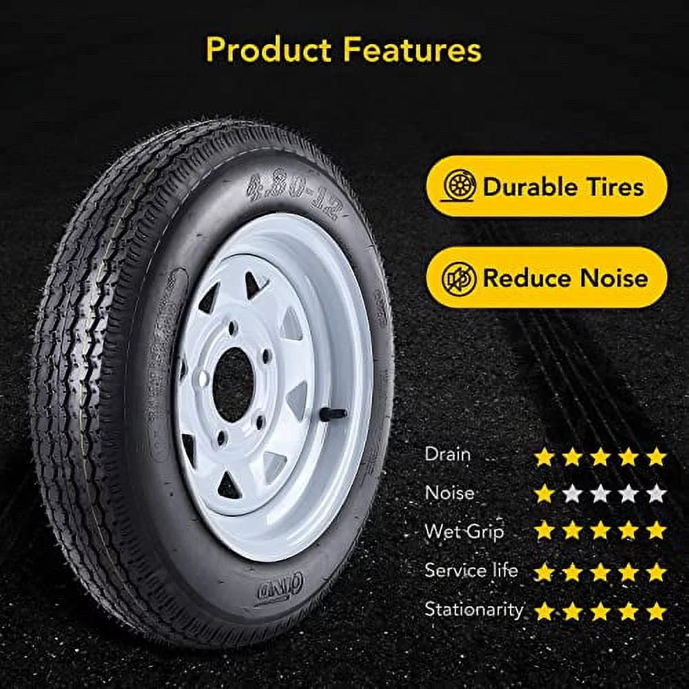 2 Packs 5.30-12 Trailer Tires with 12 inch Rims Q496