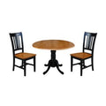 Black 3 Piece Drop Leaf Solid Wood Dining Set H72419