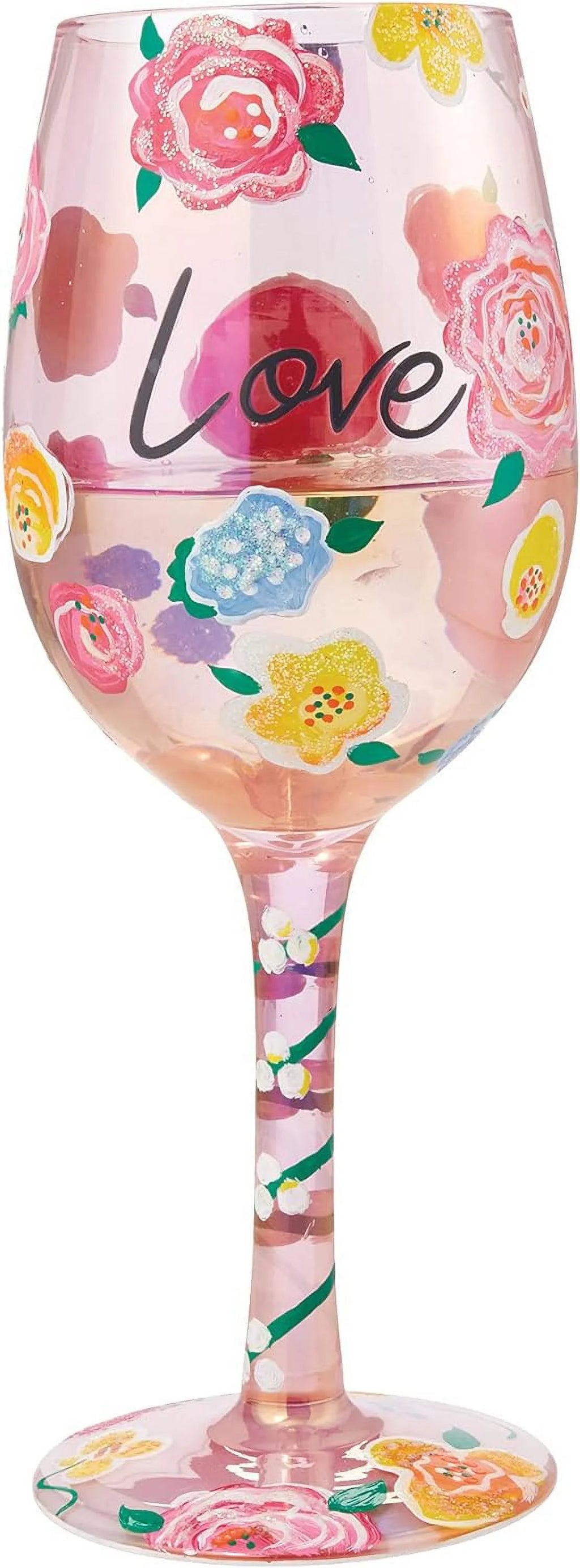 Floral Hand-Painted Artisan Wine Glass J67060