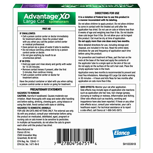 Large Cat Flea Prevention Treatment, 4 Topical Doses Z5030