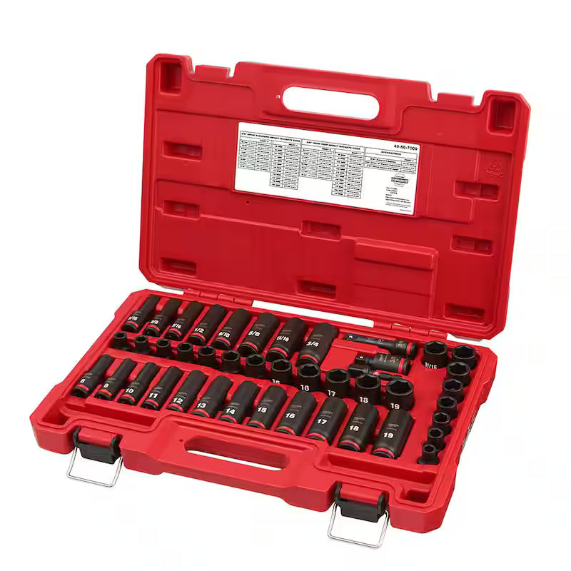 3/8 in. Drive SAE and Metric 6 Point Impact Socket Set (86-Piece) Q160064