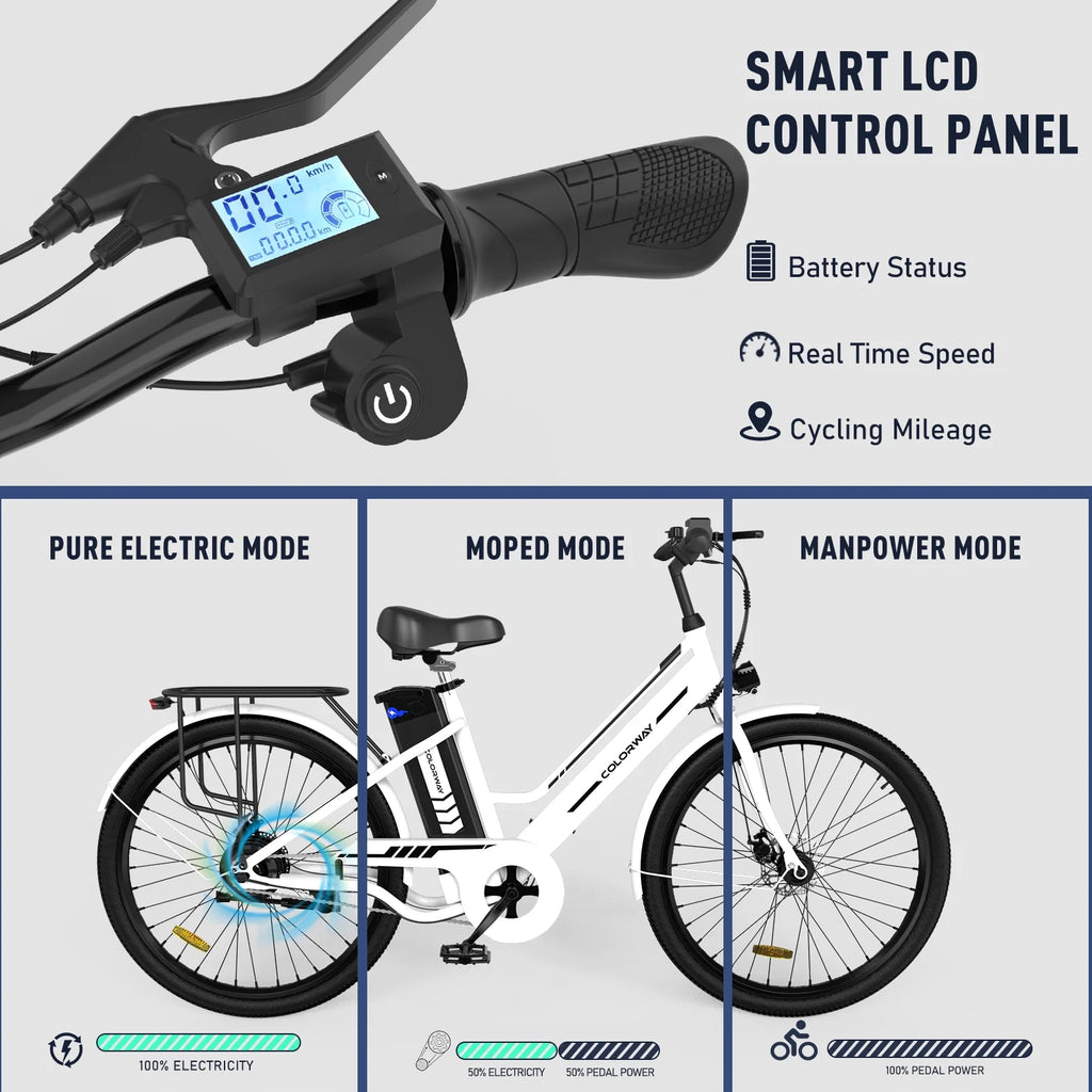 26" Electric Bike with 500W Motor and 36V 12AH Removable Battery L7011
