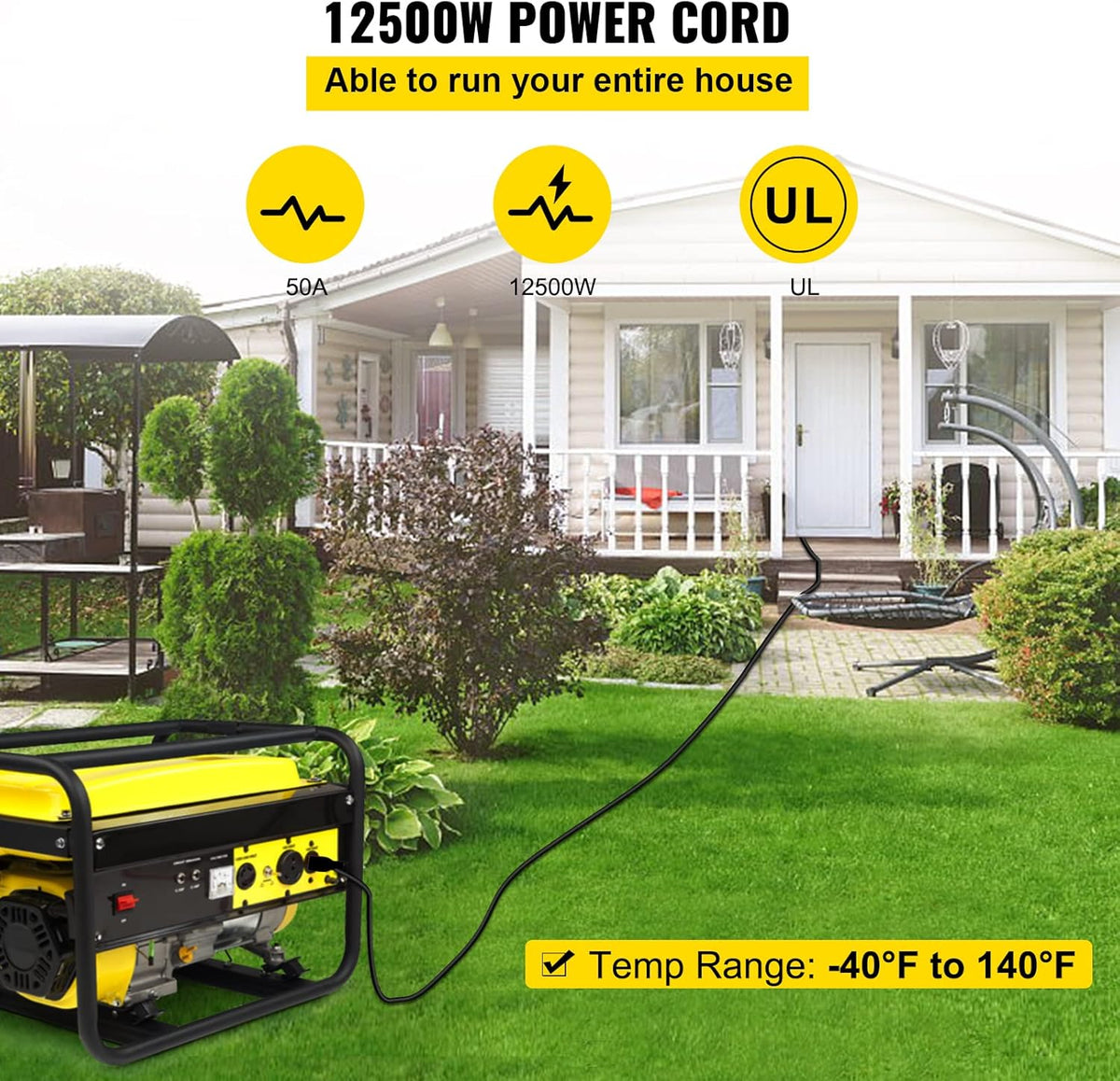30Ft 50Amp 6 Gauge STW 6/3+8/1 Generator Extension Cord R815