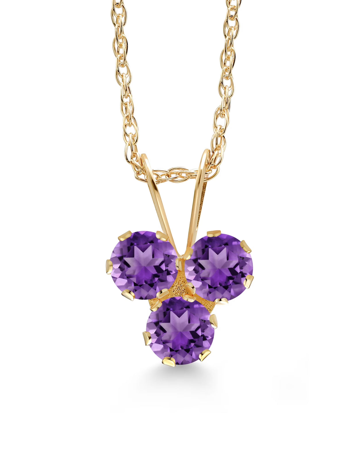 14K Yellow Gold Purple Amethyst Pendant Necklace K551
