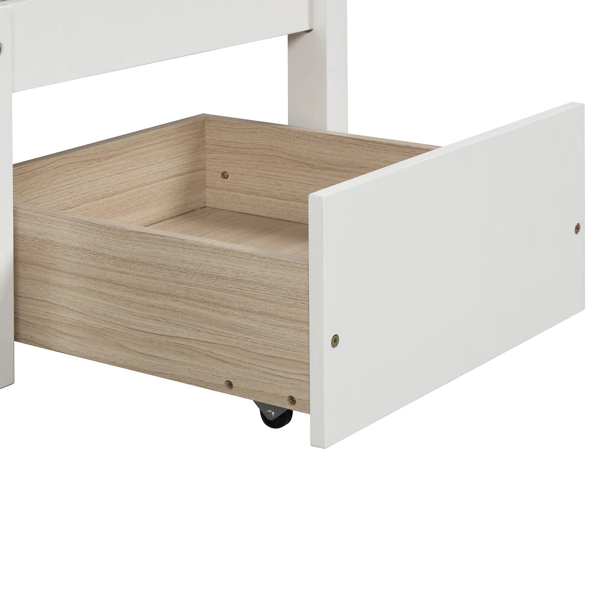 Twin Size Loft Bed with Desk, Seat and Two Storage Drawer, White T3883