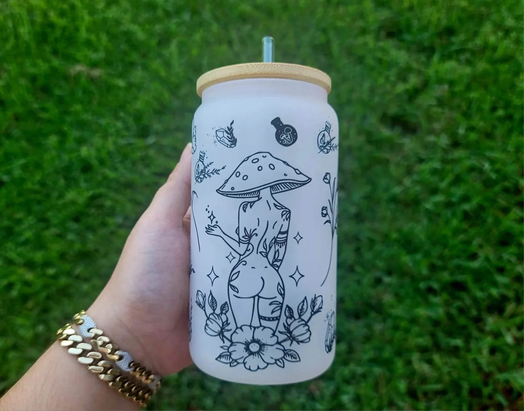 16 oz Mushroom Beer Can Glass V993