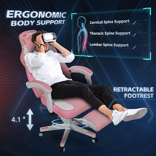 Blue Ergonomic Gaming Chair with Footrest V370584