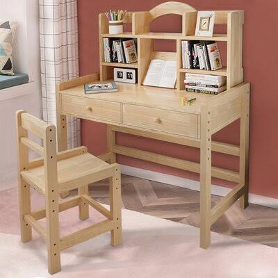 Brown Wooden Writing Desk and Chair Set T1088