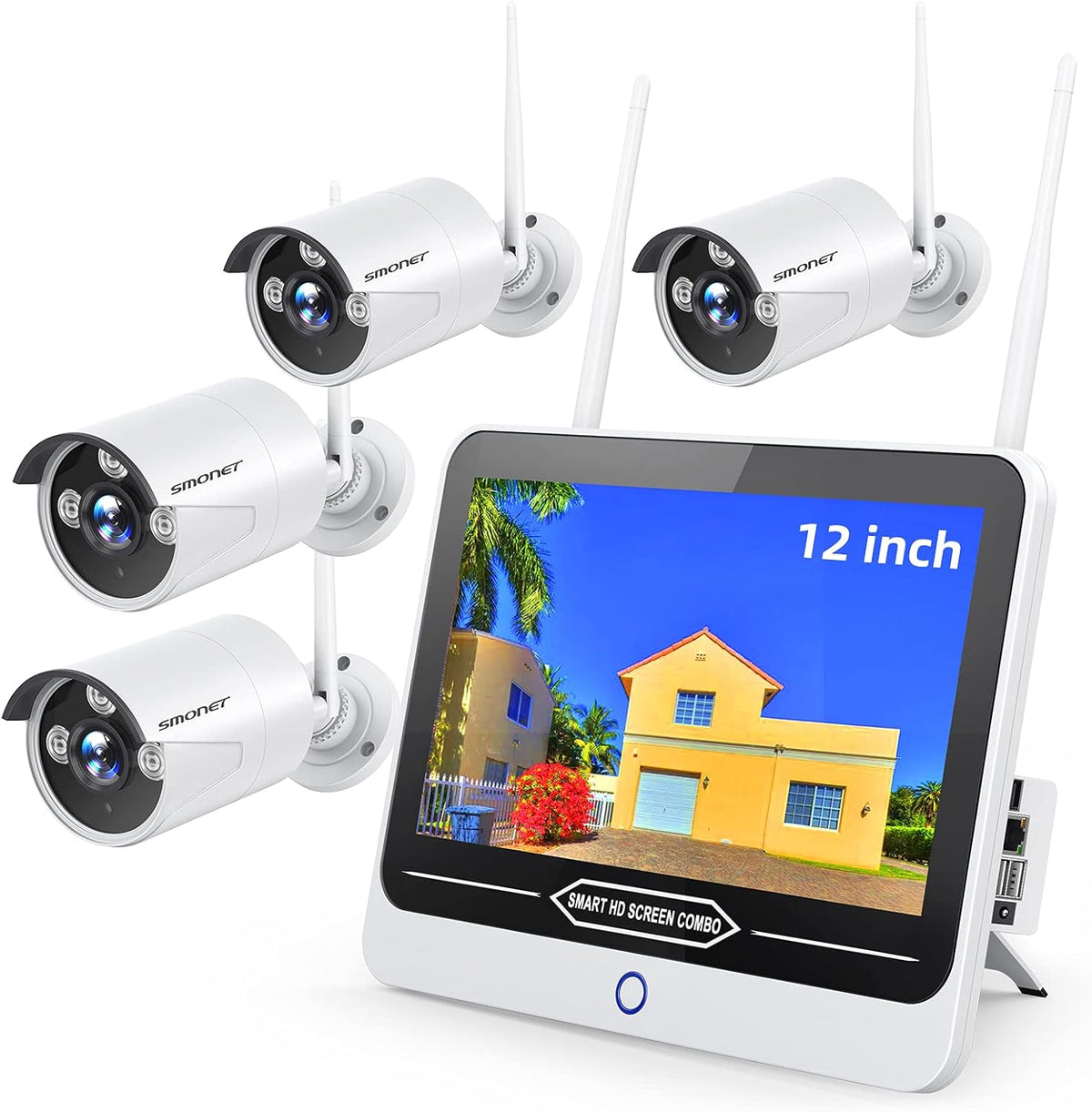 3MP Wireless Security Camera System with 12” Monitor K615