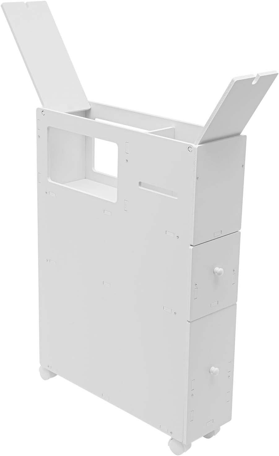 White Slim Rolling Bathroom Storage Cabinet T813