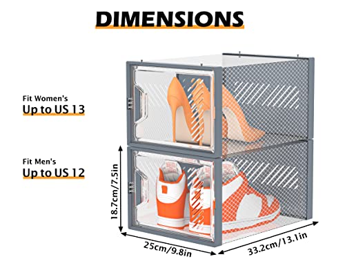 12 Pack Clear Plastic Stackable Shoe Storage Boxes G6070