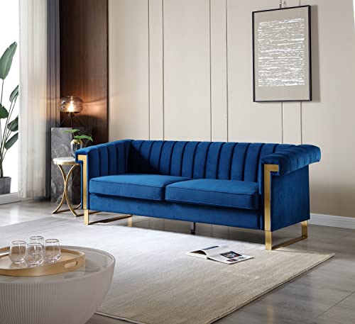 Blue Velvet 3 Seat Couch Sofa O440