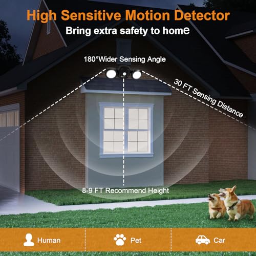 White Battery-Operated Motion Sensor LED Flood Light, 5500K Daylight, IP65 Waterproof Z559