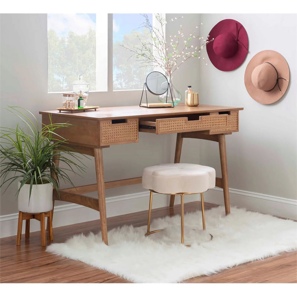 Natural Rattan Wood Desk with Drawers Z6574