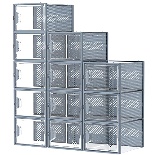 12 Pack Clear Plastic Stackable Shoe Storage Boxes G6070