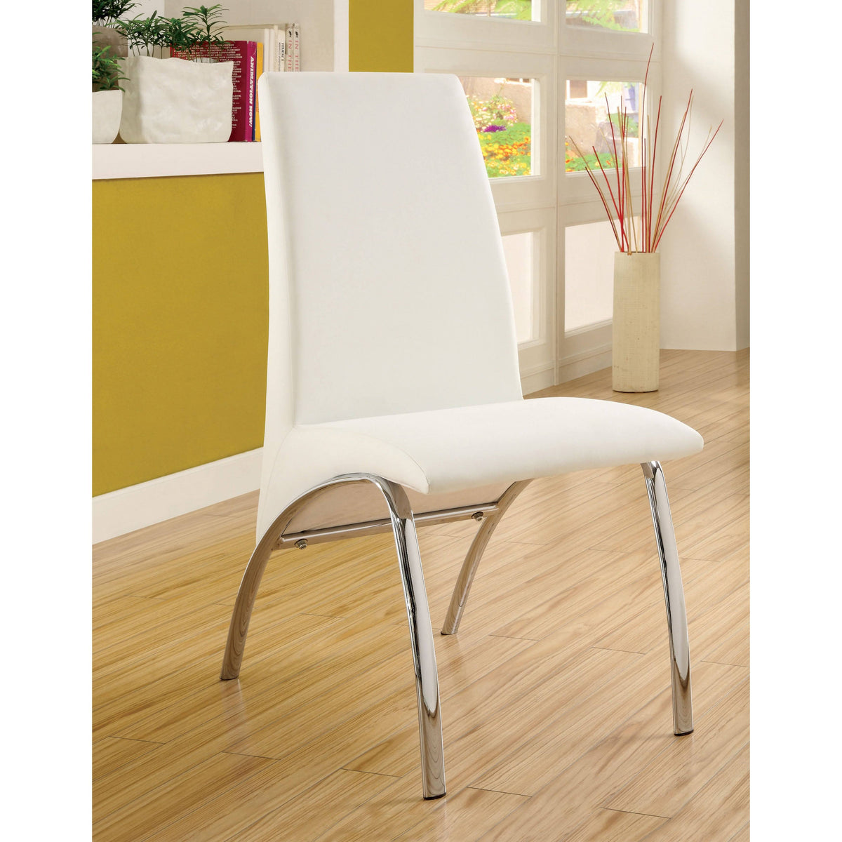 White Faux Leather Dining Chair Set of 2 M949643