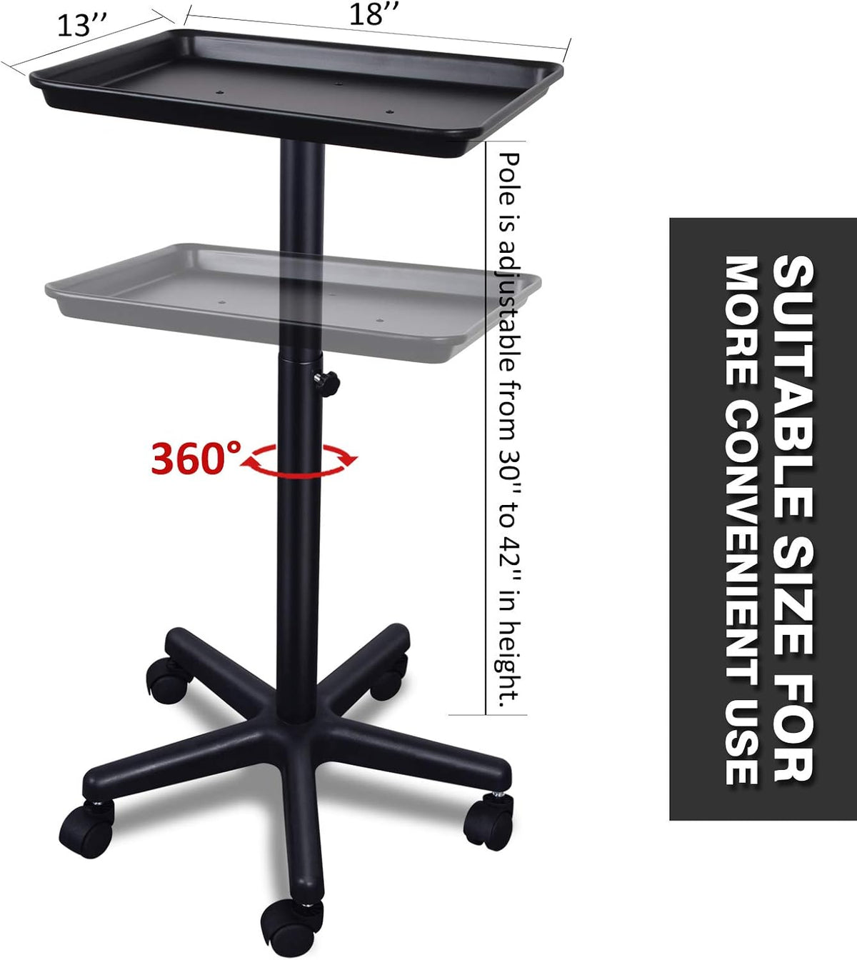 Height Adjustable Salon Rolling Tray on Wheels B1245